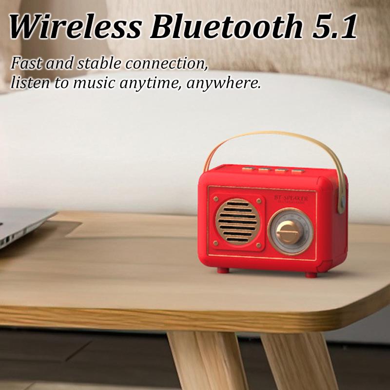 Retro FM Radio Portable FM Receiver Vintage Bluetooth Speaker Subwoofer TF/USB/Headphones Player Rechargeable Radios for Gift