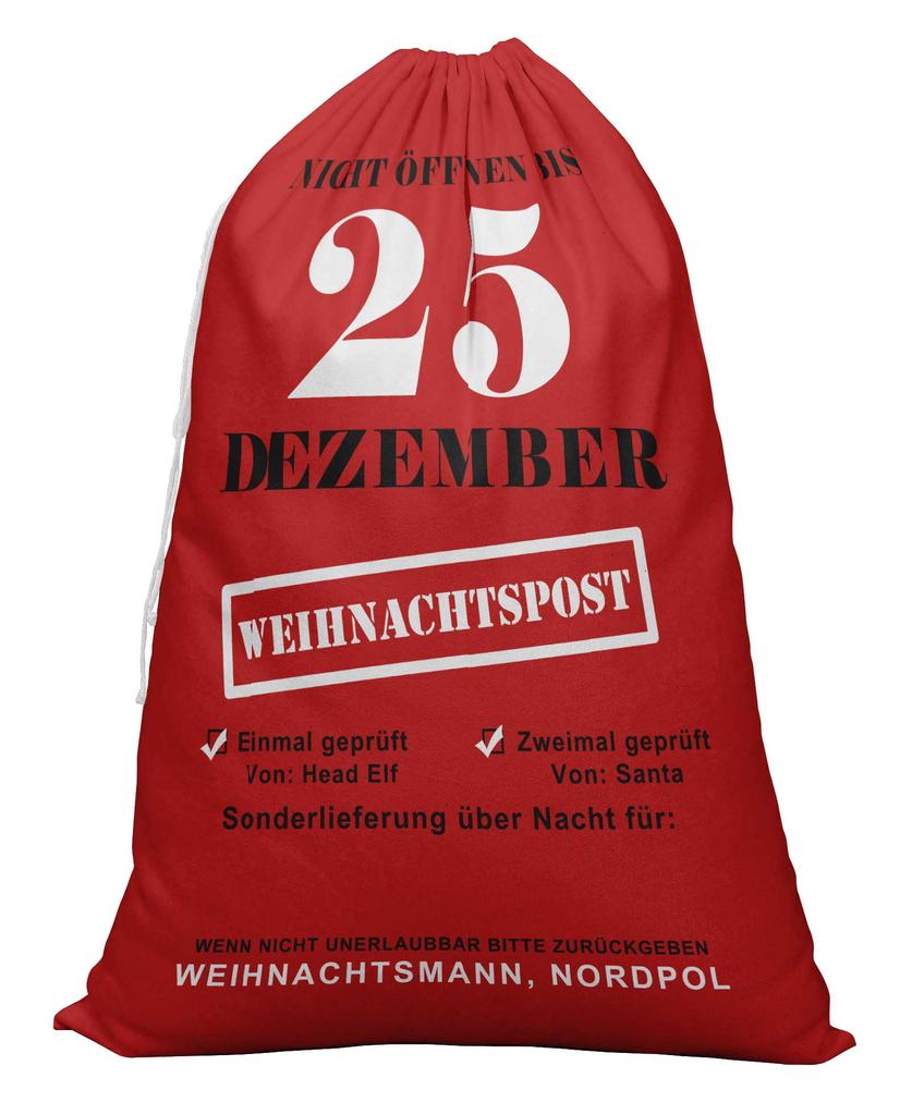 Printtoo 2 Pcs Large Santa Sacks with Drawstring Canvas Xmas Gifts Bags for Kids Christmas 27x20 Inch