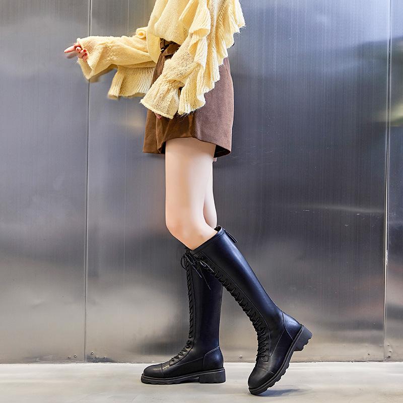 Autumn and winter 2025 new boots long boots British style knight boots thick heel thick sole long boots leather velvet women's boots