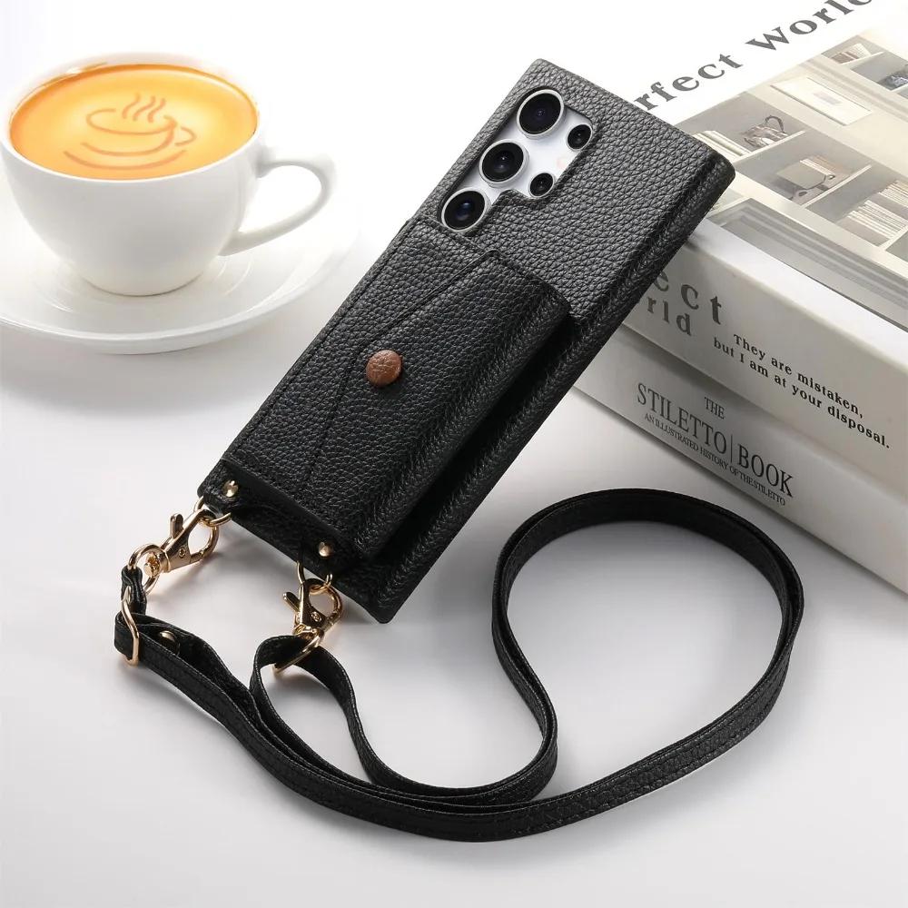 Crossbody Wallet with Card Holder Phone Case for Samsung S25 S24 S23 S22 Ultra Plus A56 A36 A26 A16 A06 A55 A35 A15 A25 Cover