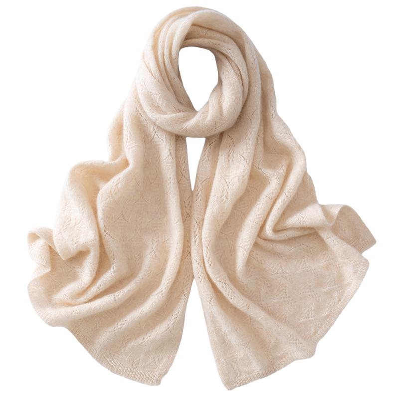Women's 100% Pure Cashmere Scarf: Versatile, Warm, and Simple Solid Color for Autumn/Winter Neck Protection.