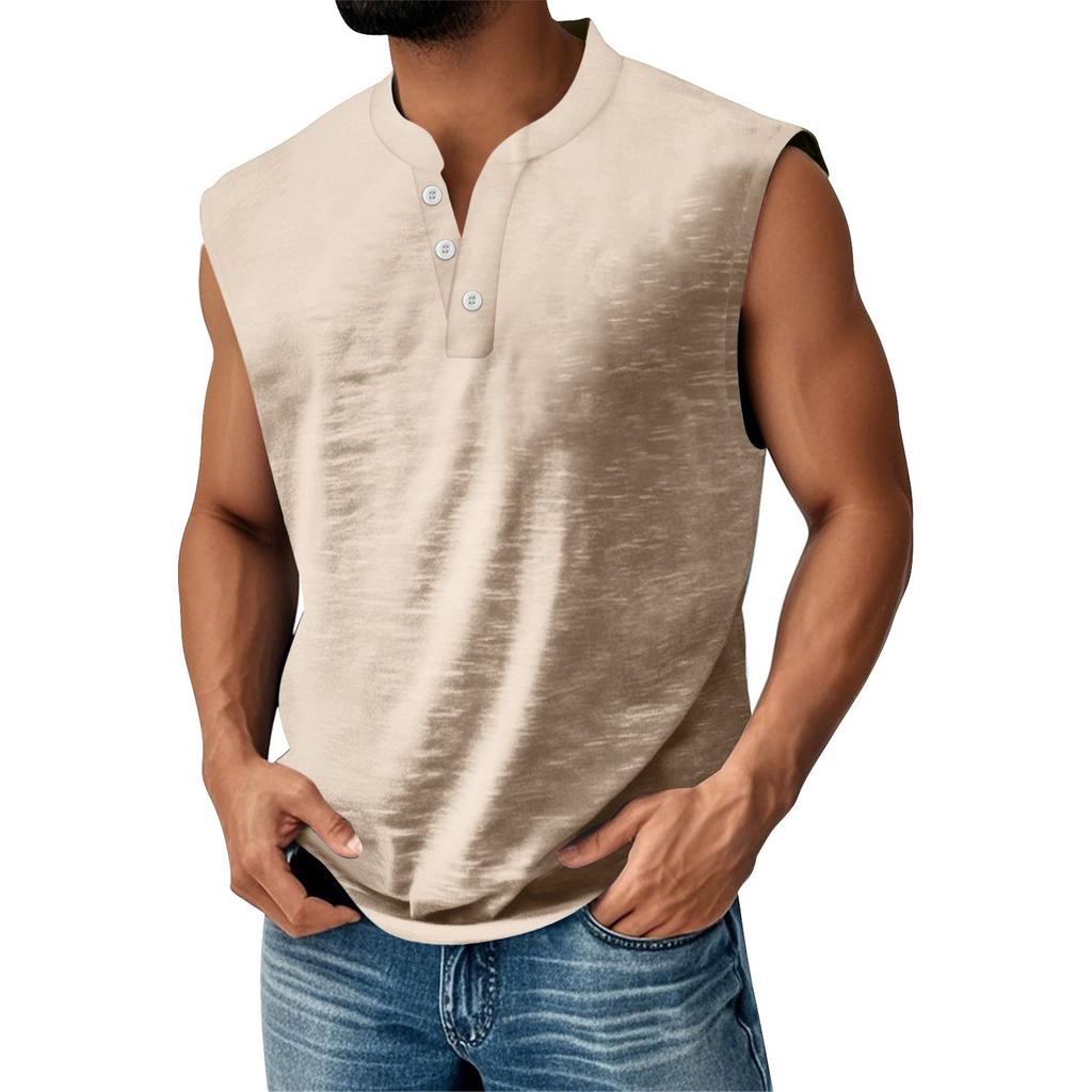 Chaleco Deportivo de Verano para Hombre con Bolsillo y Botones a Juego de Color Sólido Chaleco Deportivo Casual para Hombre