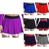 Girls Cheerleading Dance Performance Skirt: Contrast Color Elastic Waistband Two Layers Pleated Skirt for Competition