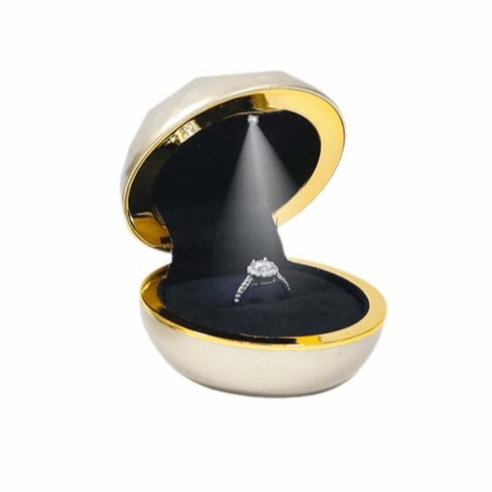 Luxury LED Ring Display Box Storage Couple Rings Holder Portable Necklace Ring Case  for Wedding