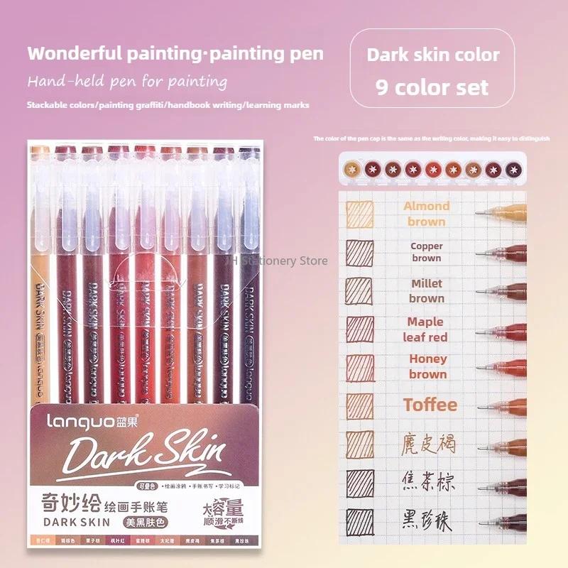 Languo 9/198 Colori Morandi Penna Gel Diario Studente Scrapbooking Pittura Fai da Te Set Penne Gel Disegno a Colori Pennarelli Artistici Materiale Scolastico