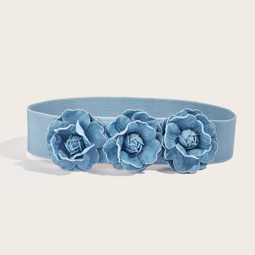 Cintura Floreale Classica da Donna in Tessuto Lavorato a Maglia con Chiusura a Gancio per Accessorio Moda da Esterno