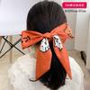 Fashion Printing Silk Hair Scarf for Women Chiffon Long Ribbon Ponytail Ties Headbands