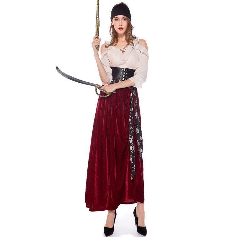 Women s Caribbean Pirate Halloween Cosplay Costume - Stage Role-Playing Outfit L