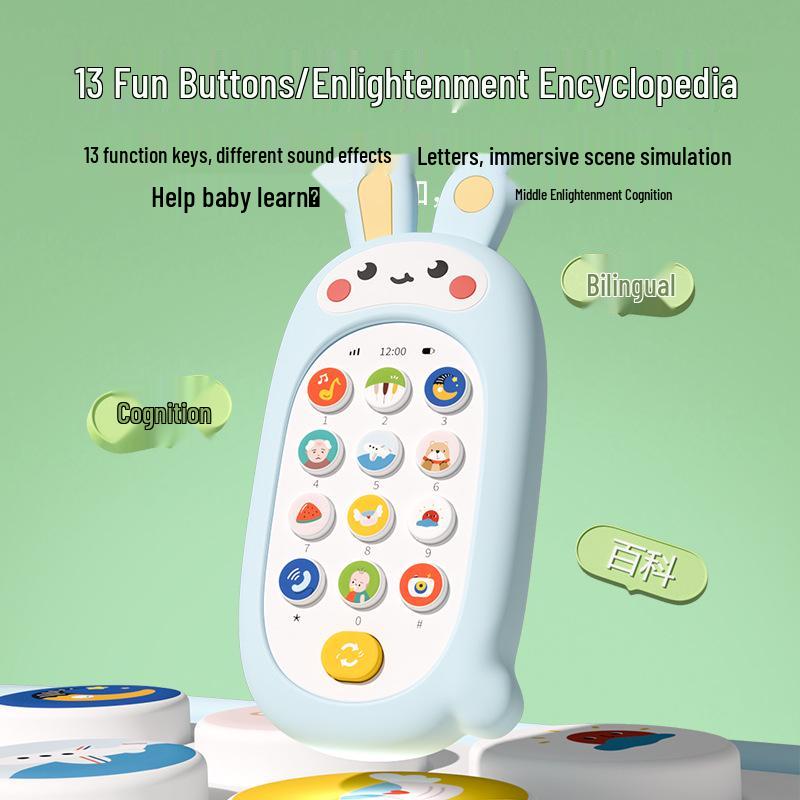 Baby Soothing Music Phone Toy with Bite-Safe Silicone Case, for Early Education, 0-12 Months
