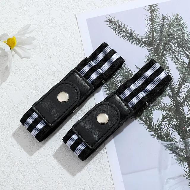 

2 шт./компл. эластичный ремень без пряжки для женщин и мужчин, эластичный ремень унисекс для брюк, джинсов, повседневный регулируемый невидимый ремень с пряжкой черный белый