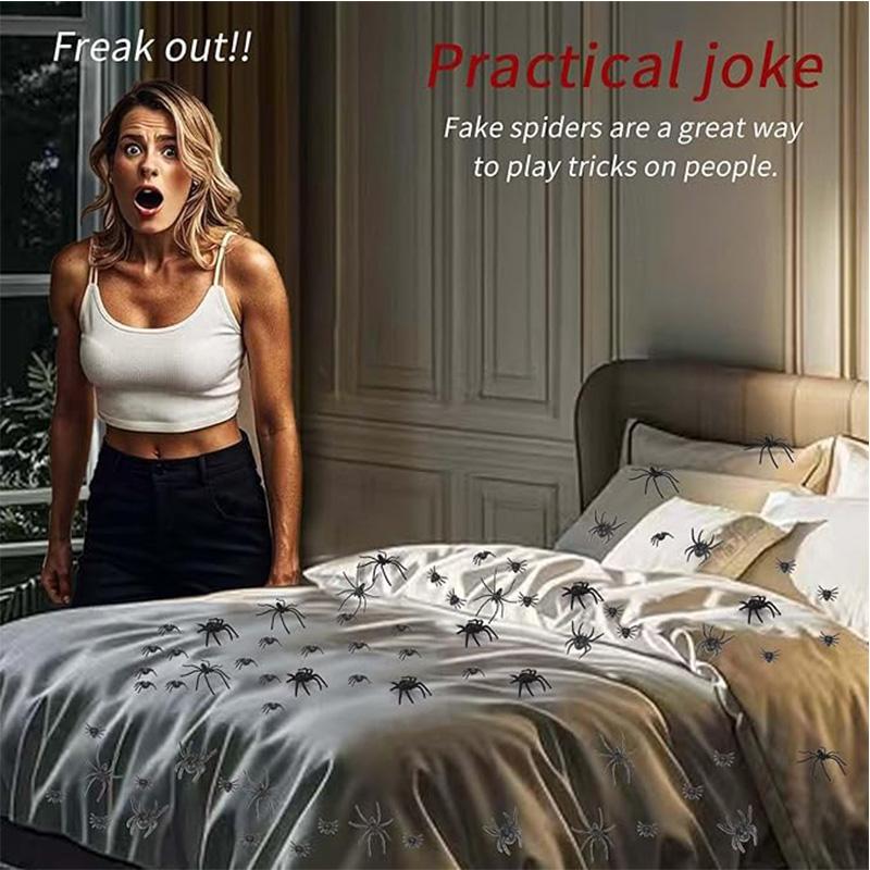 20/40Pcs Halloween Decoration 4.5x5cm Plastic Spiders Mini Spider Black Fake Spiders Halloween Prank Props for DIY Party Decor