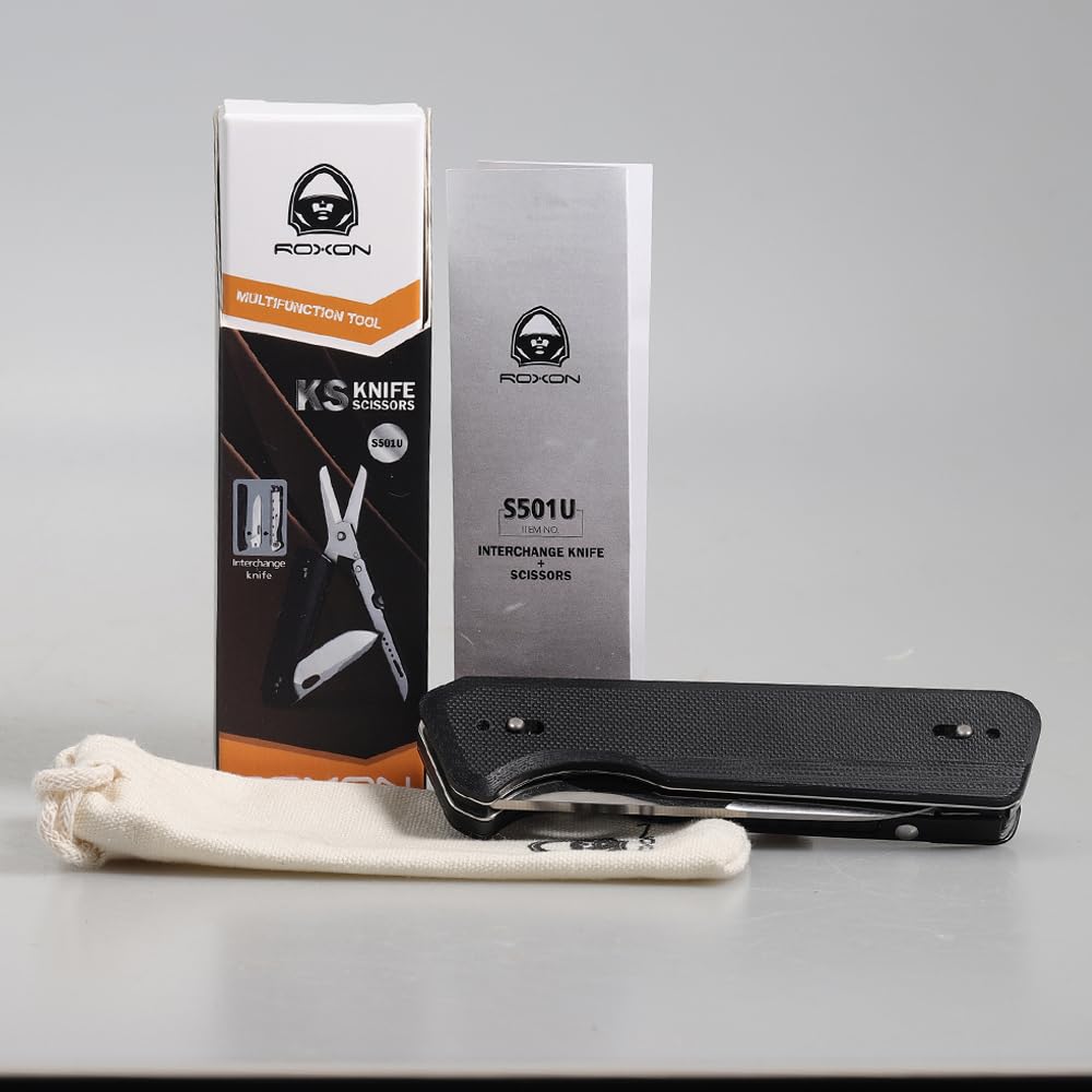 Roxon S501U Convenient to carry with belt foldable pocket scissors with replaceable knife perfect for Durable and lightweight so you can carry it