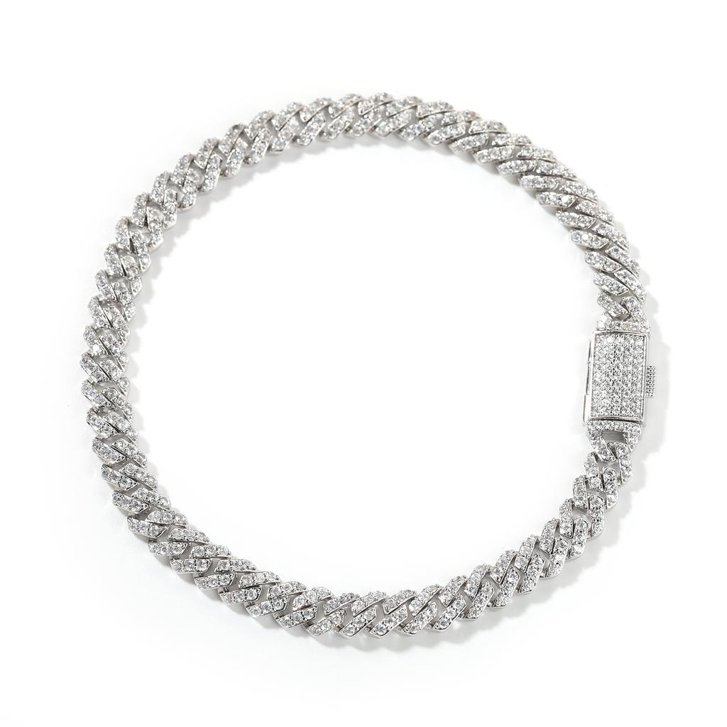 UWIN Hip Hop 6mm Thin Cuban Chain Wrist Bracelet with Box Clasp 5A CZ Iced Out Girl Women Cuban Bangles