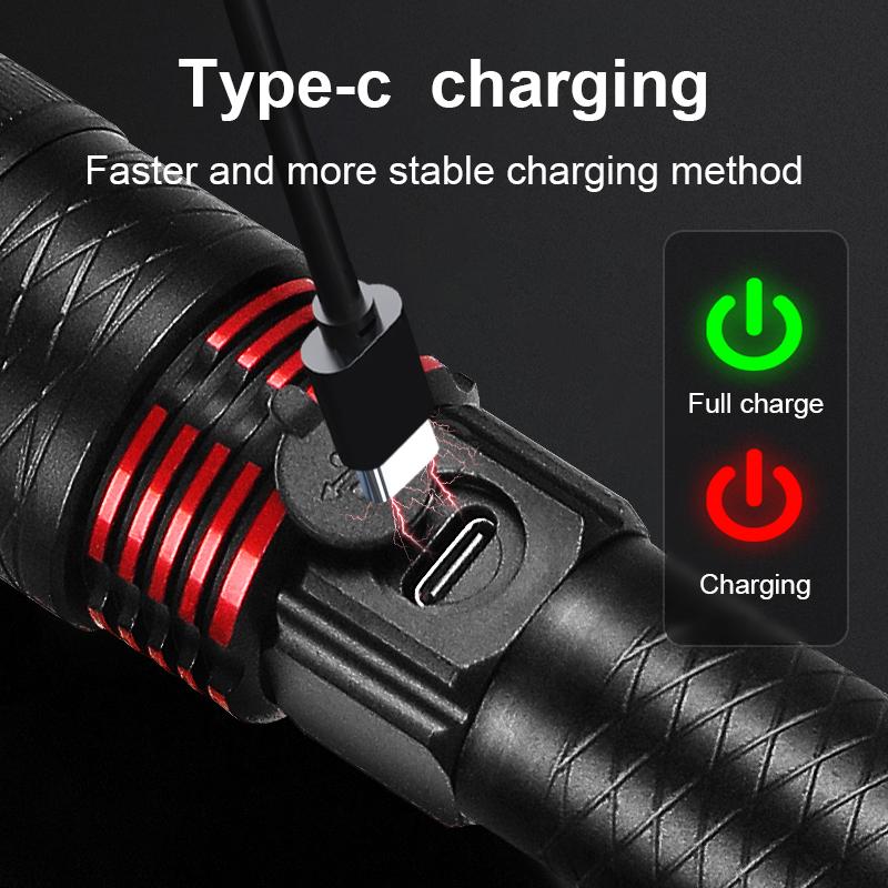 30W Strong Light LED Flashlight High Power Torch 4 Modes Super Bright Rechargeable Lamp Most Powerful Lantern Waterproof Torch Light