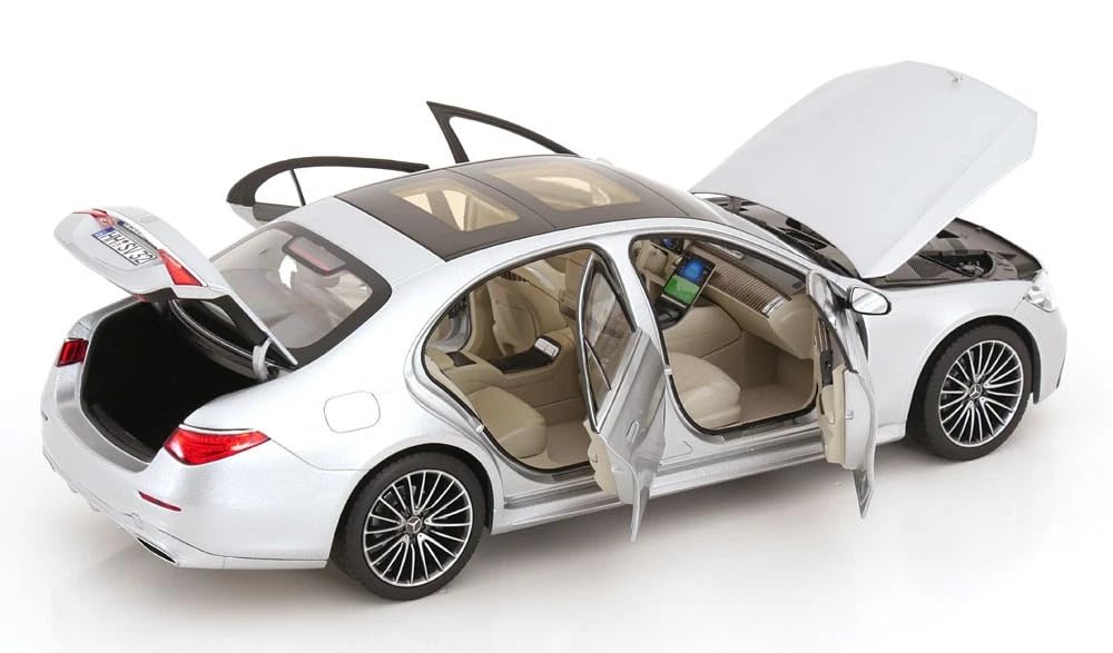 NOREV 1/18 Scale Mercedes-Benz S-Class AMG Line 2021 Silver NOREV Die-Cast Model with Fully Opening Doors