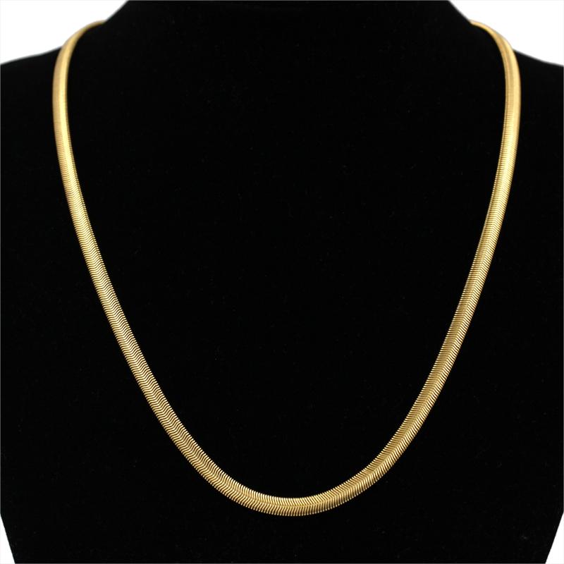 3MM Necklace Men Vintage Jewelry Collier Brand Herringbone Chain New Trendy Gold Color Snake Chain Necklace Bijoux 40CM