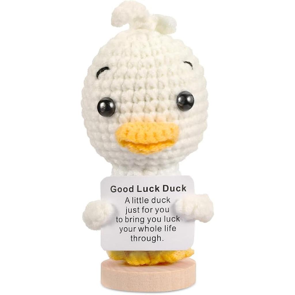 5PCS Emotional Support Crochet Doll with Base, Positive Crochet Vegetables Fruits with Positive Card Handmade Knitted Dolls Plush Cheer Up for