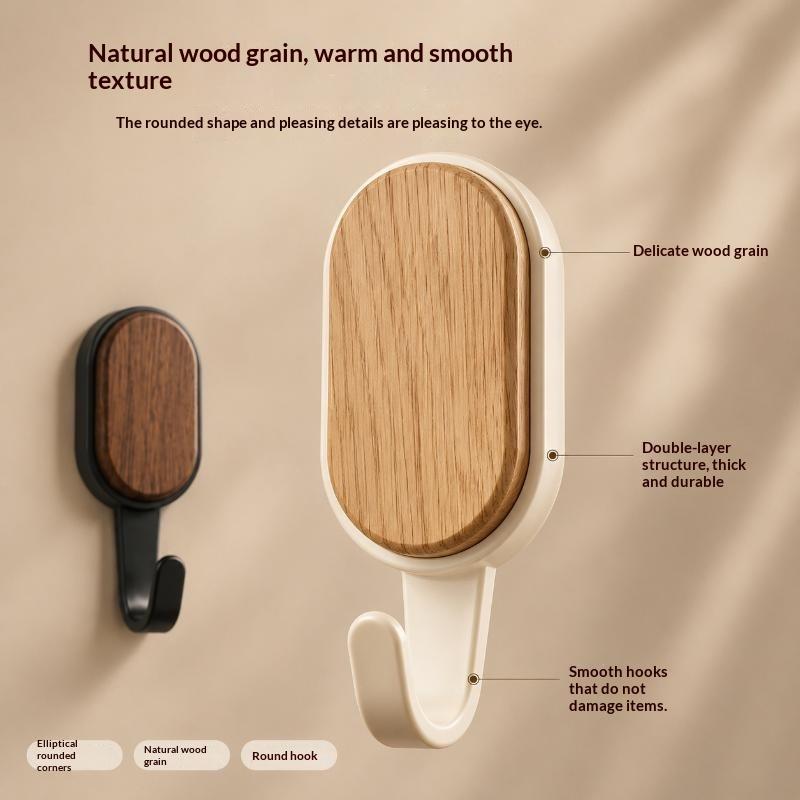 Wood Grain Wall Hooks Self Adhesive Key Coat Bag Hanger Hook Bathroom Kitchen Door Robe Towel Storage Rack Hook Accessories
