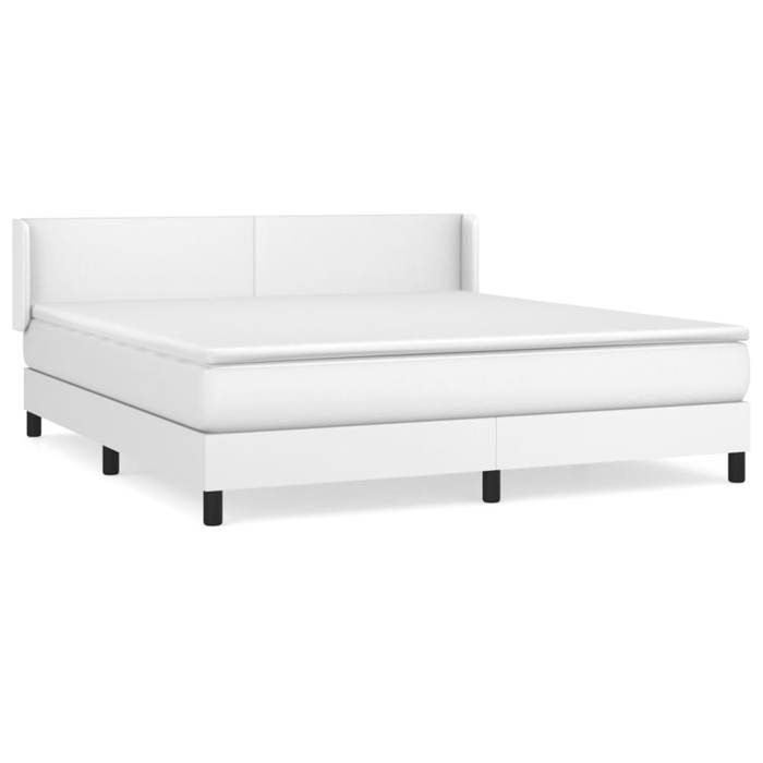 Exclusive House - Slatted Bed Base with Mattress White 180x200cm Faux Leather