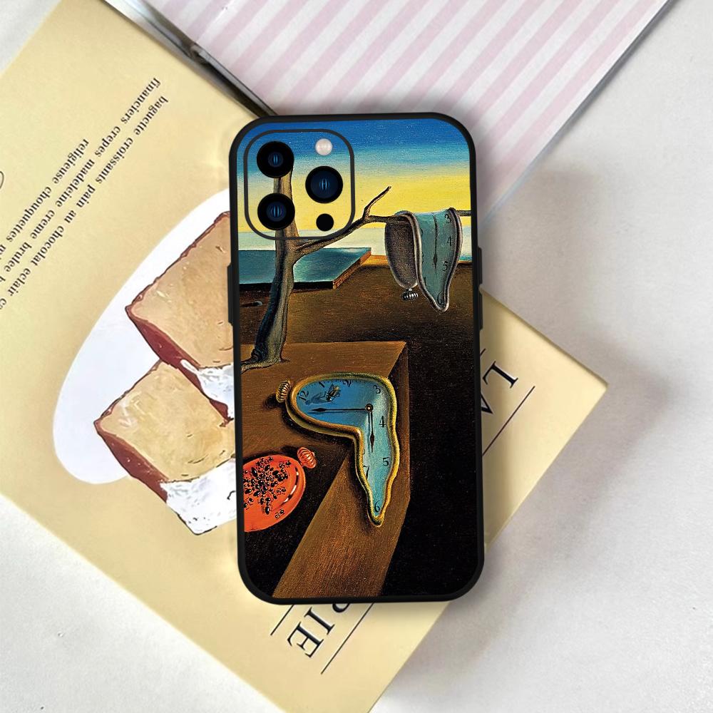 Salvador Dali Art Phone Case FUNDA For IPhone 12 11 13 14 15 16 Max Pro Plus Mini Soft Silicone Black Cover
