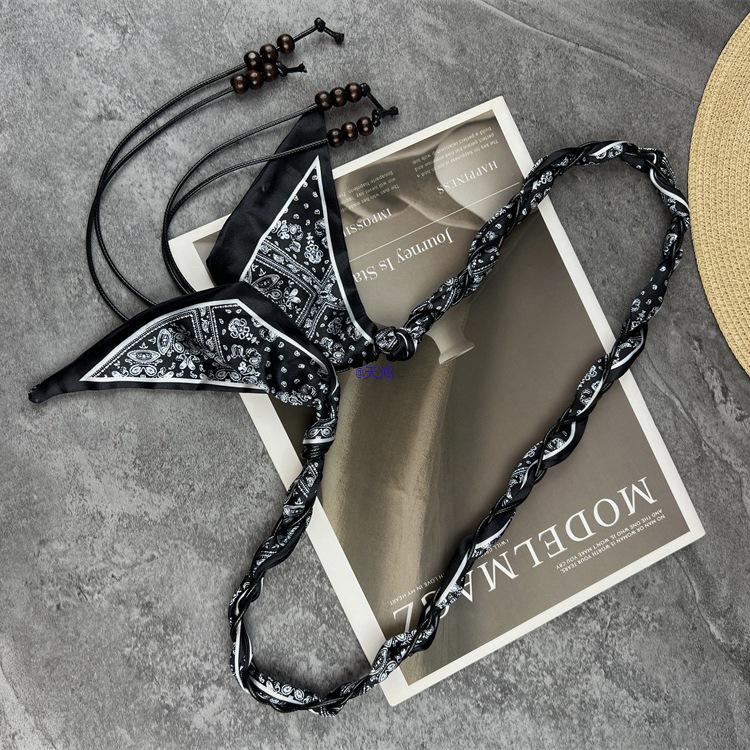 Ceinture Écharpe en Soie Polyvalente pour Femme, Chaîne de Taille Décorative à Long Ruban