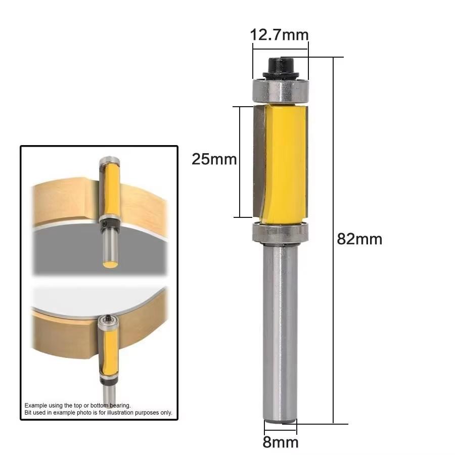 8mm Shank Bottom & Top With Bearing Flush Trim Router Bit Carbide Straight Milling Cutters Woodworking Tools