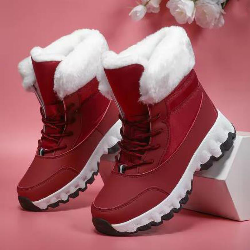 

Women s Winter Fashionable Casual Comfortable Snow Boots Plush Lined Collar Non Slip Warm Lining Round Toe Warm Outdoor Hiking Boots Closure 35EU/CN36