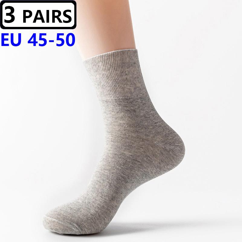 3 Pairs/lot Men's Large Socks Plus Big Size EU48,49,50 All-match Casual Business Anti-Odor Men Socks Sox Meias Calcetines Hombre