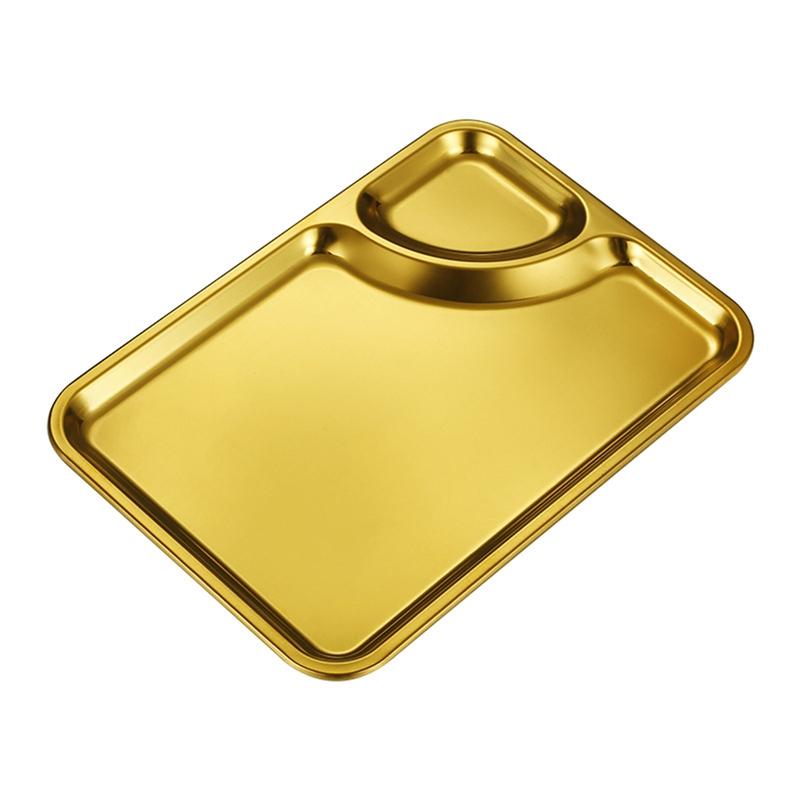 Fruit Dumplings Snack Vinegar Dish Food Tableware Container Korean Gold Dinnerware Rectangle Stainless Steel Sauce Dipping Tray