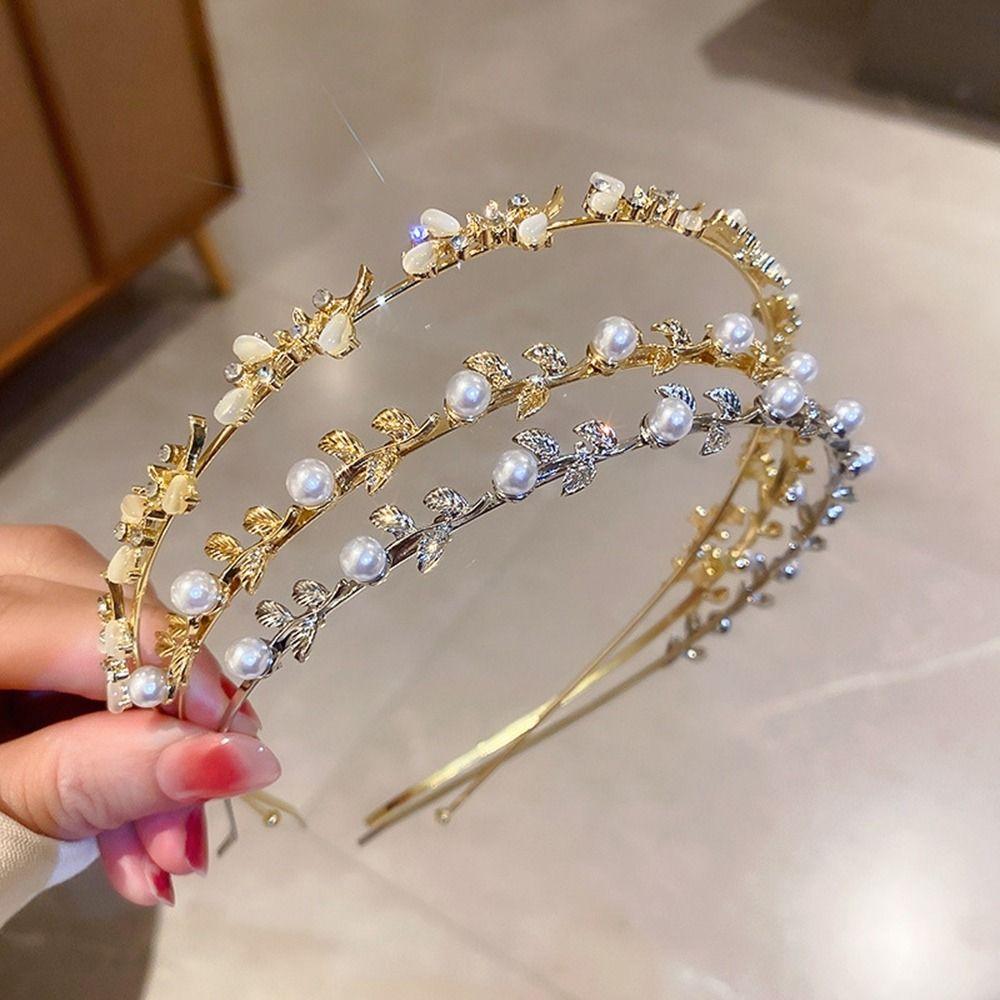 Kopfschmuck Barock Diadem Strass Haarband Mädchen Dünnes Haar Reifen Koreanischer Stil Kopfschmuck Blatt Stirnband