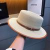 New French Flat Top Straw Hat Design Temperament Sunscreen Hat Summer Beach Hat for Summer Trips