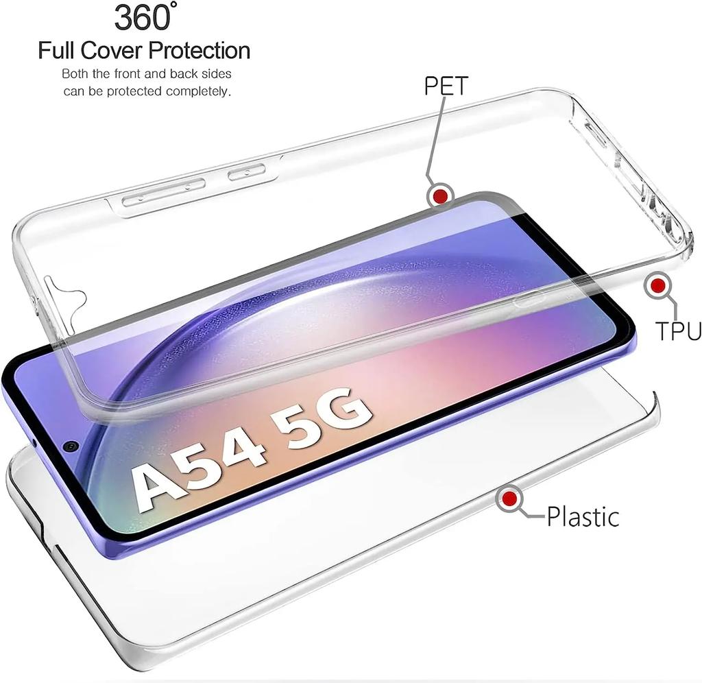 360 Full Protection Silicone Clear Case For Samsung Galaxy S24FE A56 A36 A16 A06 A26 A55 A35 A05S A54 A34 A24 Transparent Cover