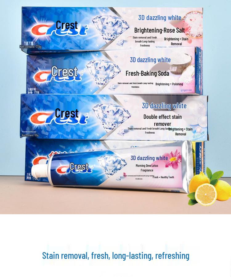 Crest 3D White Mint Lemon Jasmine Whitening Toothpaste - Fresh Breath & Stain Removal