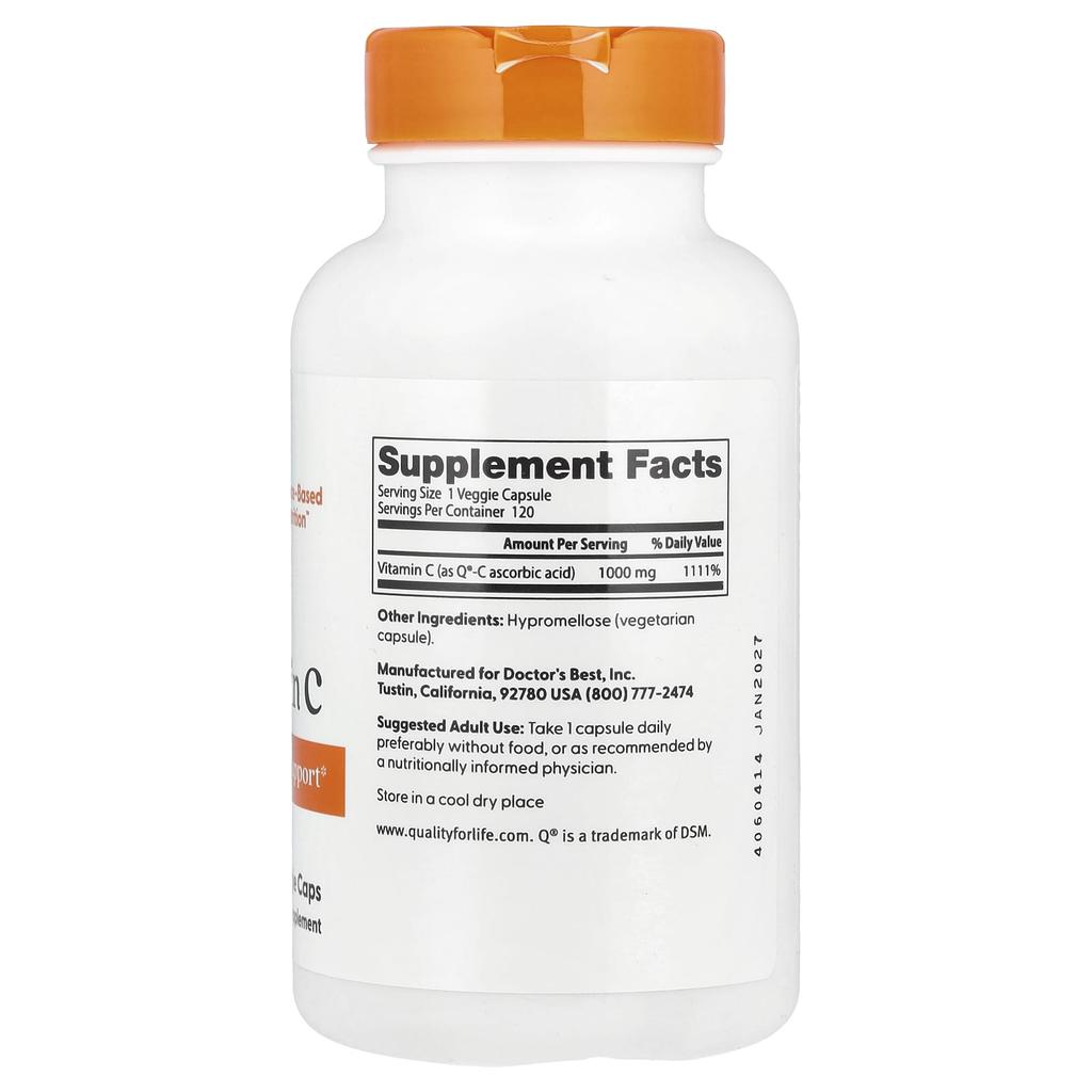 Doctor's Best Vitamin C with Q-C, 1,000Mg, 120 Veggie Caps