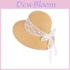 French Lace Ribbon Sun Hat With Wide Brim For Summer Beach Vacation Girls