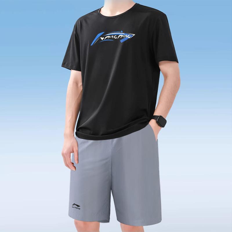 Li Ning Summer Minimalist Fashion Short Sleeve Shorts Casual Sports Suit Unisex suit XMX611+XMX214
