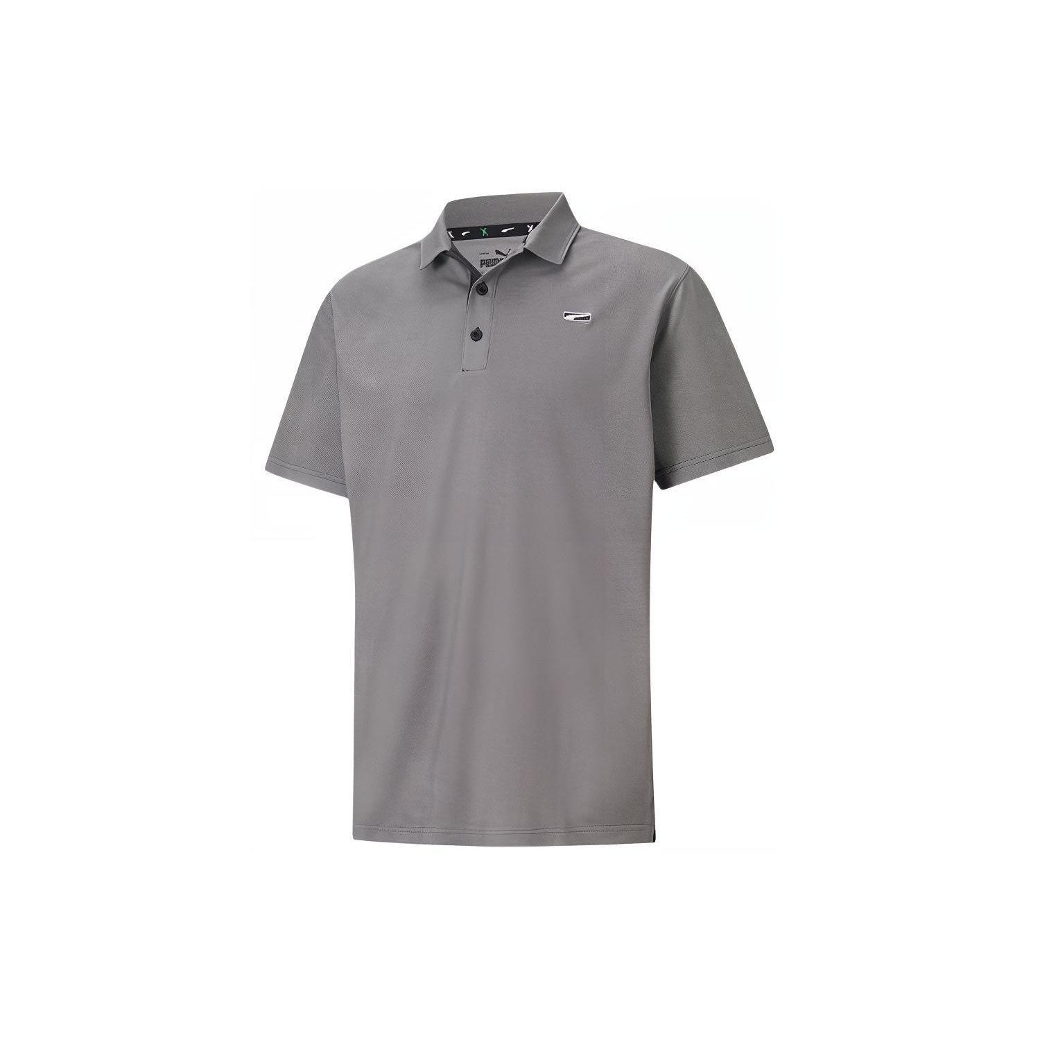 

Puma Tech Pique Повседневная спортивная футболка-поло с дышащим воротником и коротким рукавом Мужские топы Черный Серый 599277-01 S