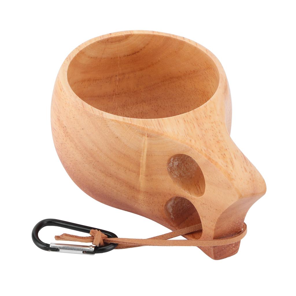 200ml Holzbecher Tragbarer Becher im nordischen Stil für Milchkaffee mit Aufhängeschlaufe für Zuhause Outdoor Typ 1