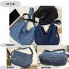 Denim Women's Shoulder Bag, Tote Bag, Messenger Bag, Crossbody Bag, Simple, Solid Color, Casual, Large Capacity, Remade Style (Light Blue)