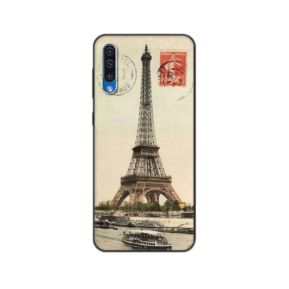 Black Tpu Case For Samsung Galaxy A50 50S A30S A10 A01 A11 A21S A31 A41 A51 A71 M21 M30S S10 LITE France Flag Paris Eiffel Tower