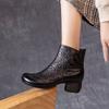 Soft-soled Short Boots Breathable Hole Mother High-top Sandals New Hollow Leather Thick High-heeled Cool Boots