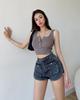 Summer 2022 Ins Hot Girl Internet Celebrity Loose Wide-Leg Denim Shorts with Slimming Pockets.