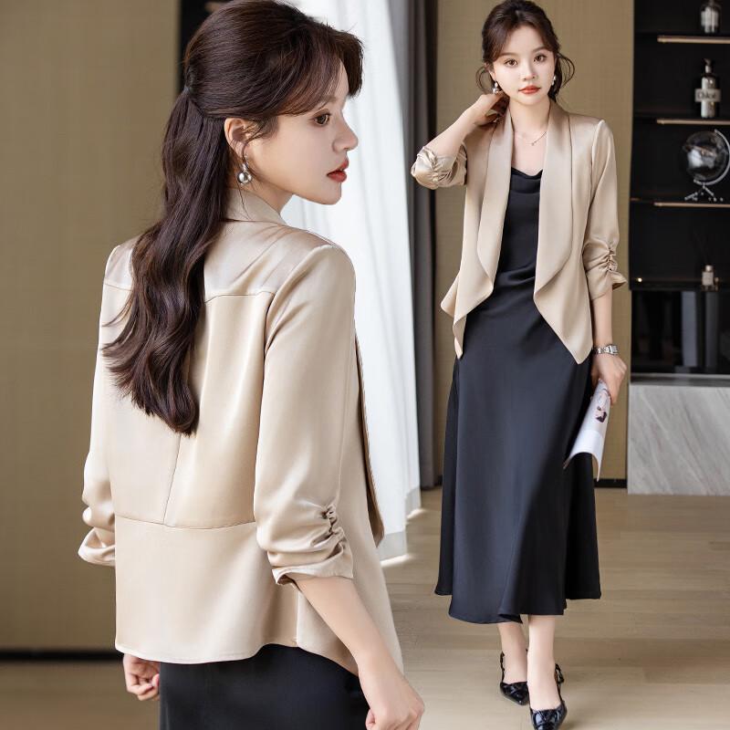 Teluoman Women's Seven-Quarter Sleeve Blazer Jacket