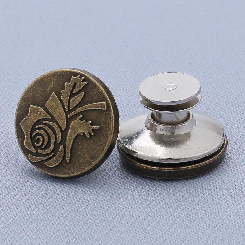 Adjustable 17MM Metal Waist Slimming I-Shaped Jeans Button - Detachable and Nail-Free