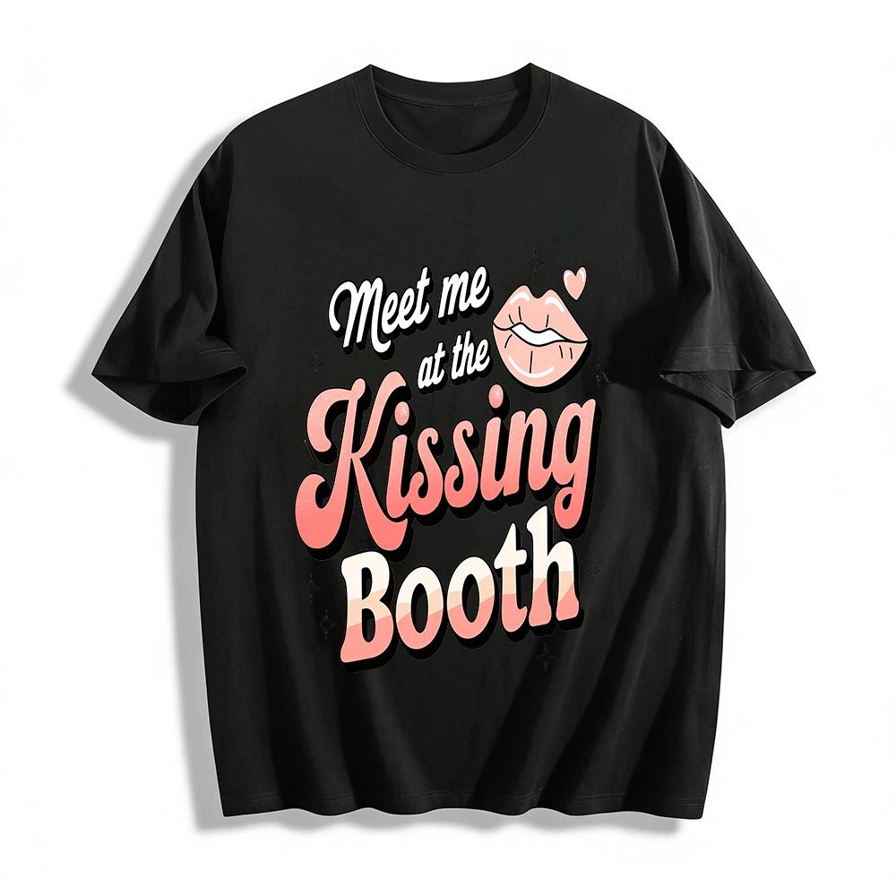 Meet Me At The Kissing Booth Retro Graphic Casual Top Pure cotton T-shirt XXS