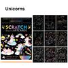 9pages Unicorn Mermaid Scratch Painting book with Wooden Pen Cartoon Magic Rainbow Color Scratch Card Back Coloring Art Gift JXB