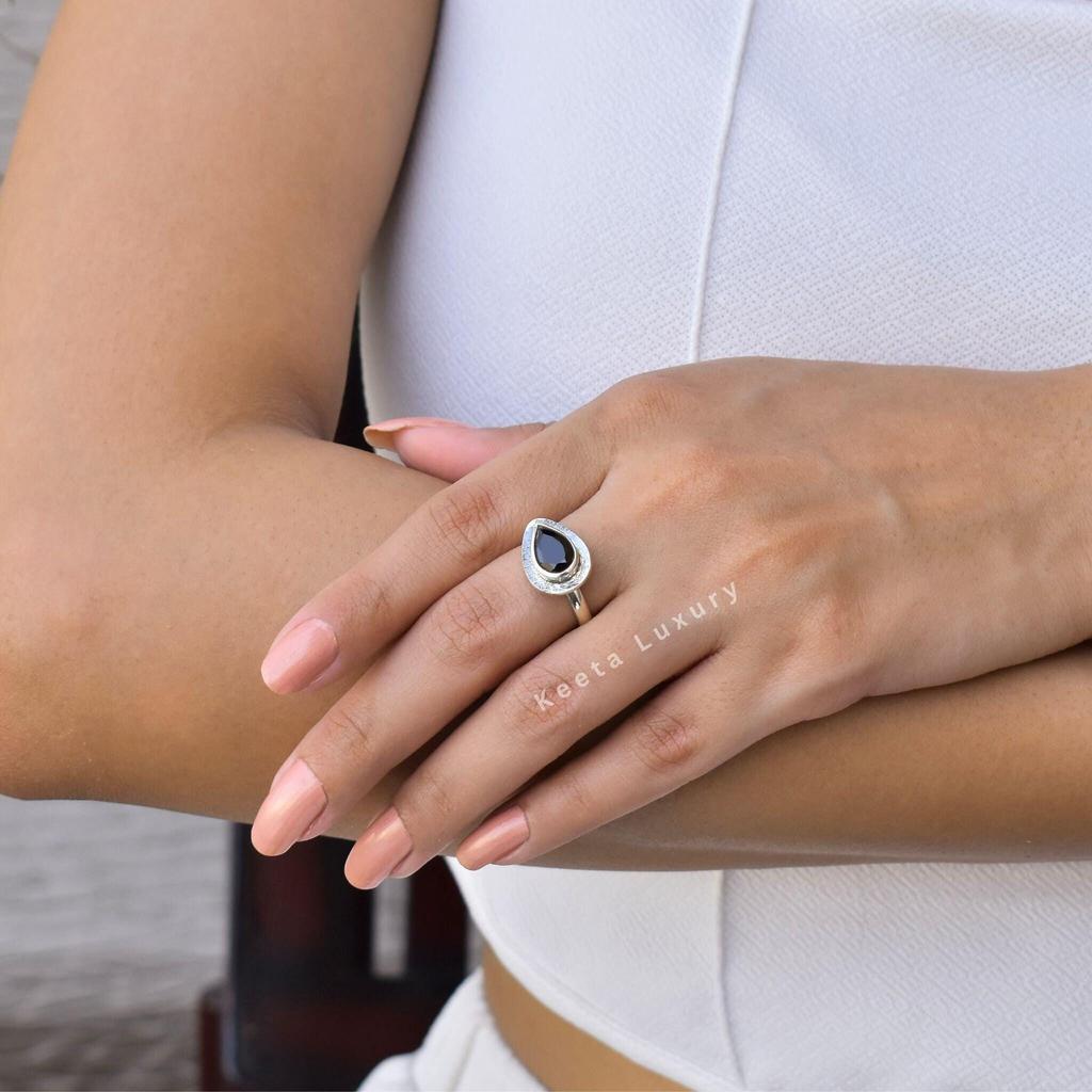 Genuine Black Onyx Ring Faceted Gemstone Ring Silver Oxidized Handmade Ring Black Stone Ring For Women Black Diamond Dainty Stylish Ring