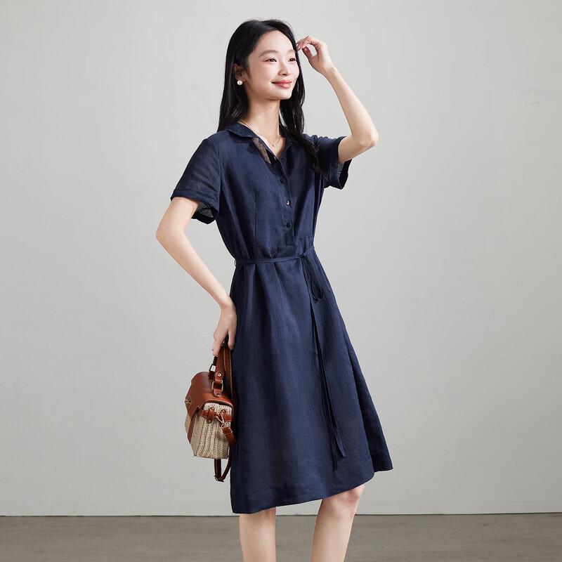 SOFSIL Women s Ramie Commuter Lapel Dress XL темно-синий