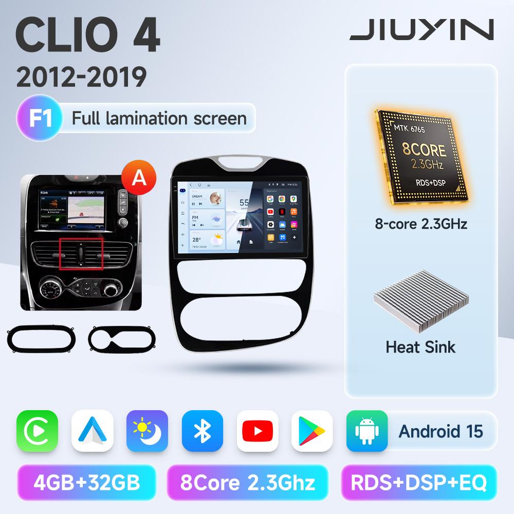 JIUYIN Android 15 Wireless CarPlay Auto Car Radio For Renault Clio 4 ZOE 2012-2019 Intelligent Systems DSP SWC RDS GPS FM BT