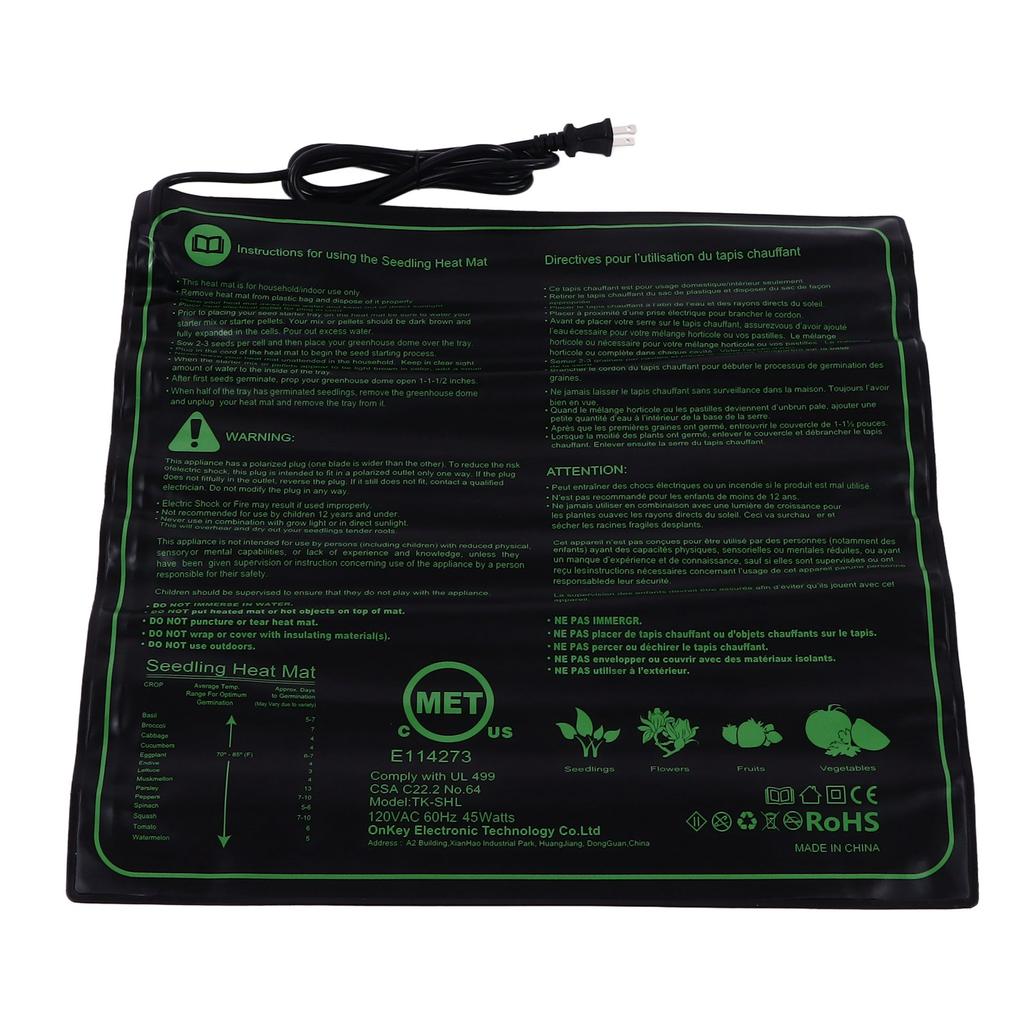 Plant Nursery Mat Silicone 20 X 20 Inch Waterproof Seedling Heat Mat for Pets Nursery